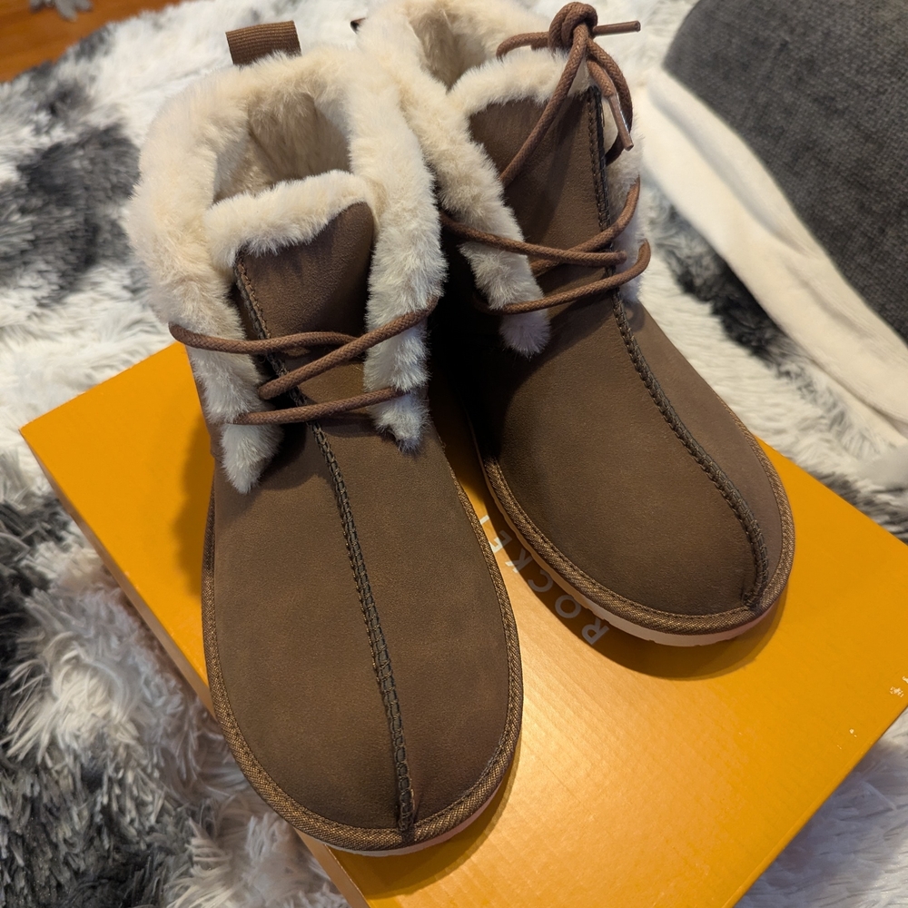 Rocket Dog Brown Ankle Boots with Fur Trim
